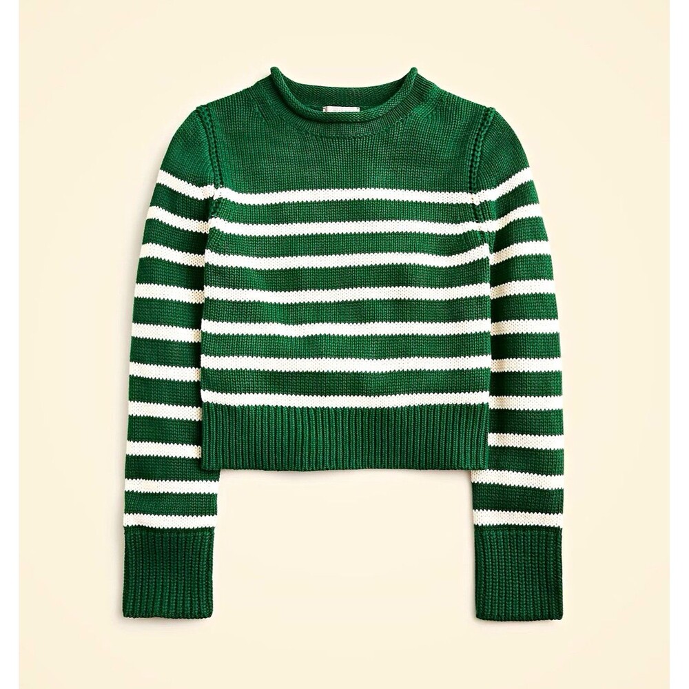 J.CREW Heritage cotton Rollneck sweater in stripe 100% cotton NWOT size S